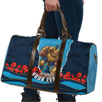 Personalized Gold Coast Titans ANZAC Tribute Travel Bag Poppy Field Soldier Silhouette Aboriginal Rugby Mascot
