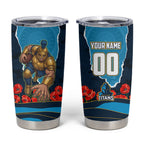 Personalized Gold Coast Titans ANZAC Tribute Tumbler Cup Poppy Field Soldier Silhouette Aboriginal Rugby Mascot