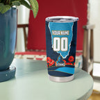 Personalized Gold Coast Titans ANZAC Tribute Tumbler Cup Poppy Field Soldier Silhouette Aboriginal Rugby Mascot