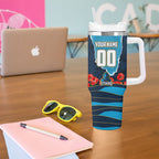 Personalized Gold Coast Titans ANZAC Tribute Tumbler With Handle Poppy Field Soldier Silhouette Aboriginal Rugby Mascot