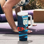 Personalized Gold Coast Titans ANZAC Tribute Tumbler With Handle Poppy Field Soldier Silhouette Aboriginal Rugby Mascot