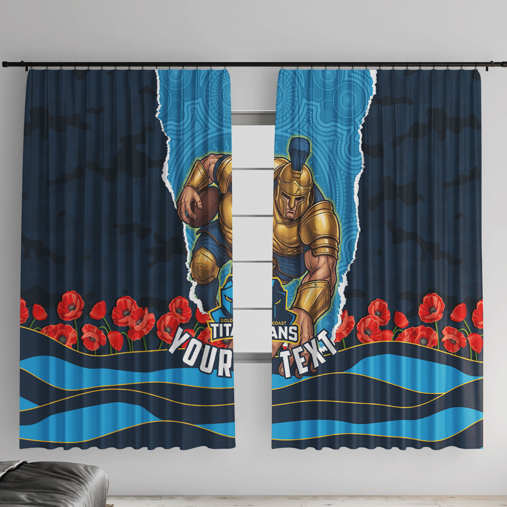 Personalized Gold Coast Titans ANZAC Tribute Window Curtain Poppy Field Soldier Silhouette Aboriginal Rugby Mascot