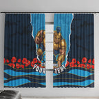 Personalized Gold Coast Titans ANZAC Tribute Window Curtain Poppy Field Soldier Silhouette Aboriginal Rugby Mascot
