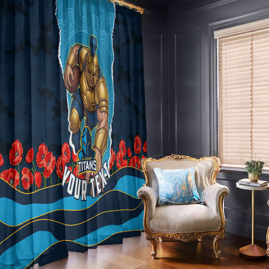 Personalized Gold Coast Titans ANZAC Tribute Window Curtain Poppy Field Soldier Silhouette Aboriginal Rugby Mascot