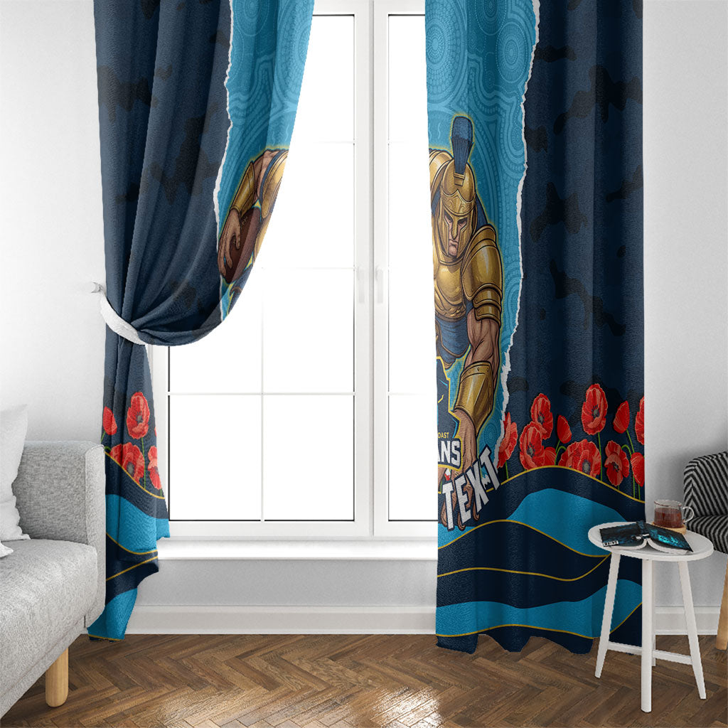 Personalized Gold Coast Titans ANZAC Tribute Window Curtain Poppy Field Soldier Silhouette Aboriginal Rugby Mascot