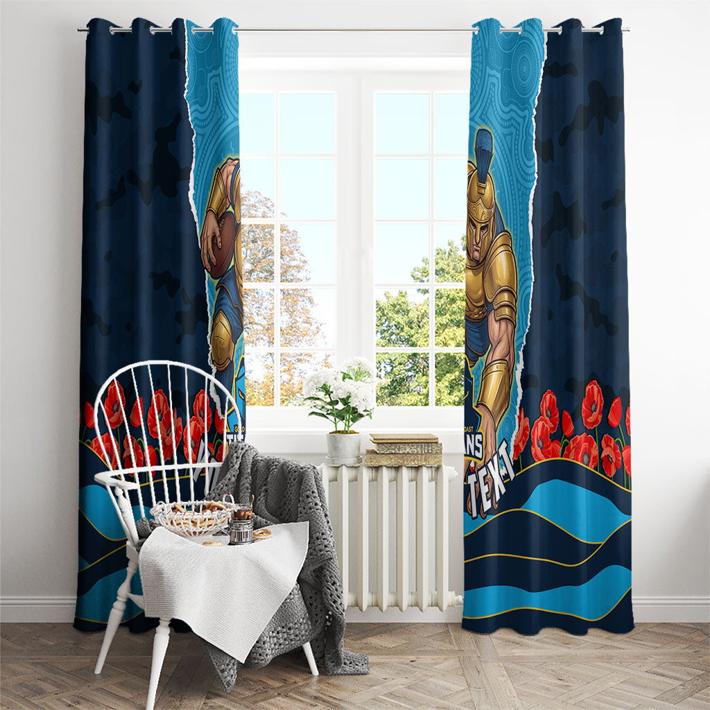 Personalized Gold Coast Titans ANZAC Tribute Window Curtain Poppy Field Soldier Silhouette Aboriginal Rugby Mascot
