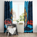 Personalized Gold Coast Titans ANZAC Tribute Window Curtain Poppy Field Soldier Silhouette Aboriginal Rugby Mascot