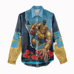 Personalized Gold Coast Titans ANZAC Tribute Women Casual Shirt Poppy Field Soldier Silhouette Aboriginal Rugby Mascot