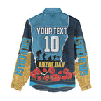 Personalized Gold Coast Titans ANZAC Tribute Women Casual Shirt Poppy Field Soldier Silhouette Aboriginal Rugby Mascot