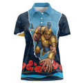 Personalized Gold Coast Titans ANZAC Tribute Women Polo Shirt Poppy Field Soldier Silhouette Aboriginal Rugby Mascot