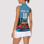 Personalized Gold Coast Titans ANZAC Tribute Women Sleeveless Polo Shirt Poppy Field Soldier Silhouette Aboriginal Rugby Mascot