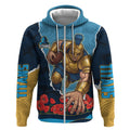 Personalized Gold Coast Titans ANZAC Tribute Zip Hoodie Poppy Field Soldier Silhouette Aboriginal Rugby Mascot