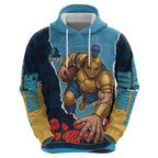 Personalized Gold Coast Titans ANZAC Tribute Zip Hoodie Poppy Field Soldier Silhouette Aboriginal Rugby Mascot