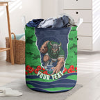 Personalized Canberra Raiders ANZAC Tribute Laundry Basket Poppy Field Soldier Silhouette Aboriginal Rugby Mascot