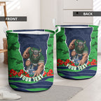 Personalized Canberra Raiders ANZAC Tribute Laundry Basket Poppy Field Soldier Silhouette Aboriginal Rugby Mascot