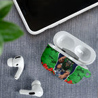 Personalized Canberra Raiders ANZAC Tribute AirPods Case Poppy Field Soldier Silhouette Aboriginal Rugby Mascot