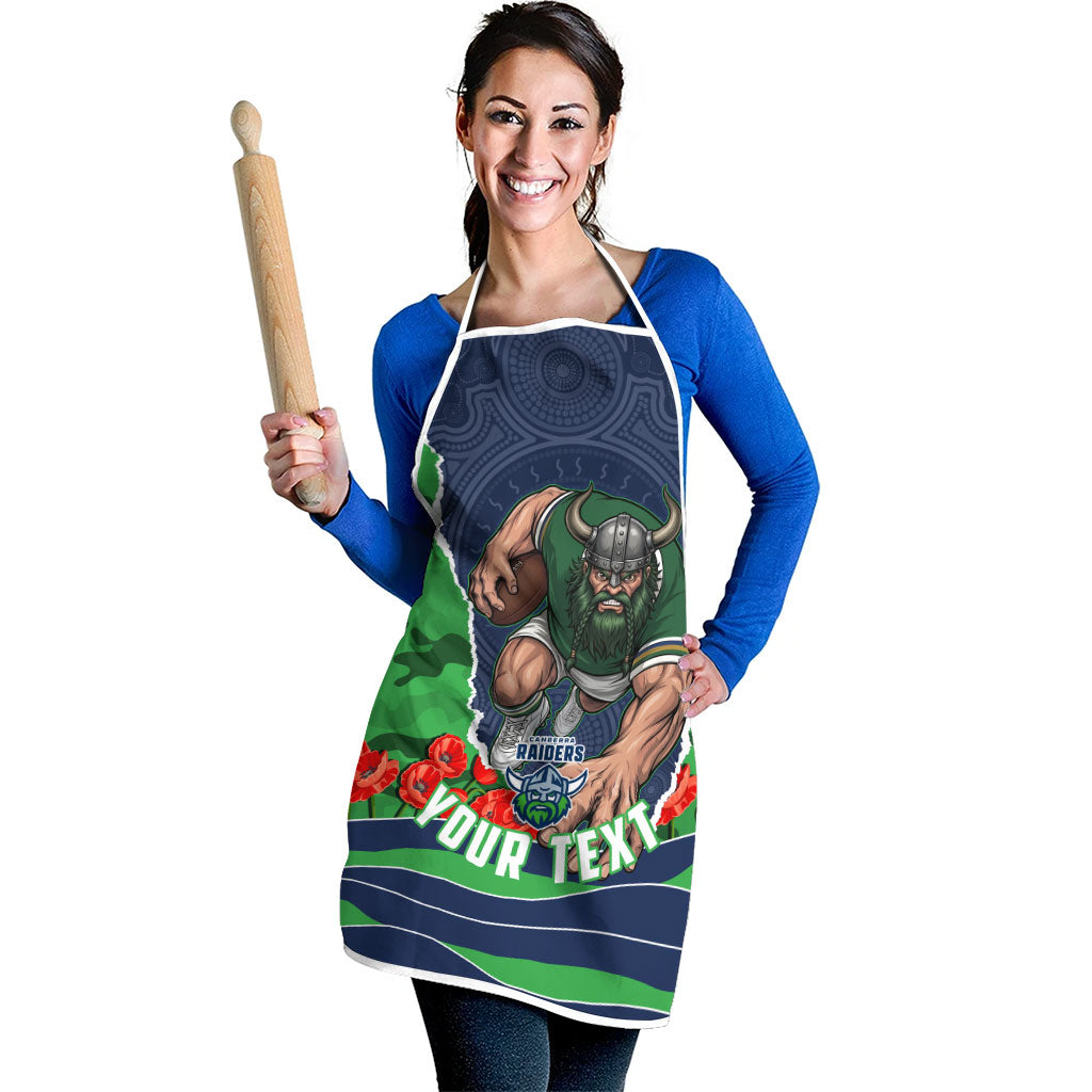 Personalized Canberra Raiders ANZAC Tribute Apron Poppy Field Soldier Silhouette Aboriginal Rugby Mascot