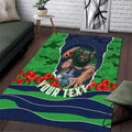 Personalized Canberra Raiders ANZAC Tribute Area Rug Poppy Field Soldier Silhouette Aboriginal Rugby Mascot