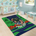 Personalized Canberra Raiders ANZAC Tribute Area Rug Poppy Field Soldier Silhouette Aboriginal Rugby Mascot