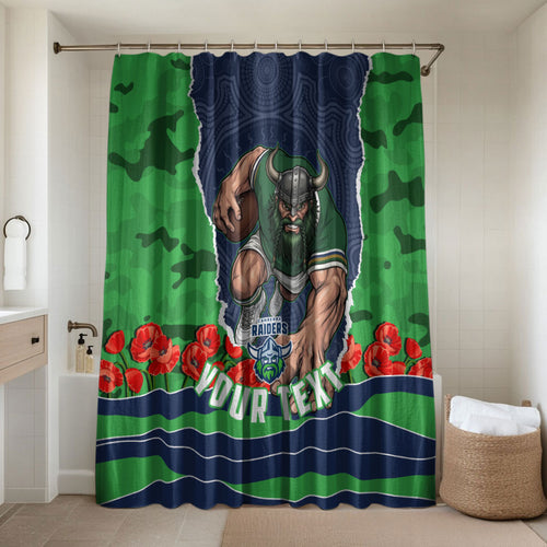Personalized Canberra Raiders ANZAC Tribute Bathroom Set Poppy Field Soldier Silhouette Aboriginal Rugby Mascot
