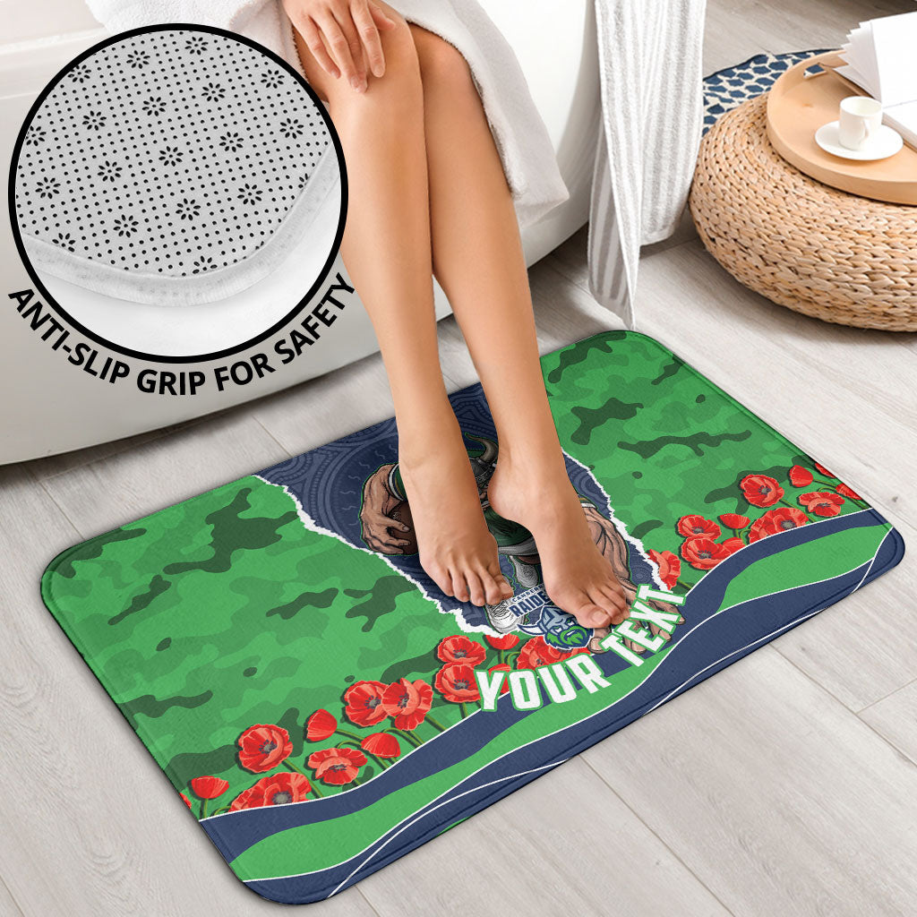 Personalized Canberra Raiders ANZAC Tribute Bathroom Set Poppy Field Soldier Silhouette Aboriginal Rugby Mascot