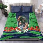 Personalized Canberra Raiders ANZAC Tribute Bedding Set Poppy Field Soldier Silhouette Aboriginal Rugby Mascot