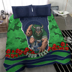 Personalized Canberra Raiders ANZAC Tribute Bedding Set Poppy Field Soldier Silhouette Aboriginal Rugby Mascot
