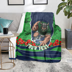 Personalized Canberra Raiders ANZAC Tribute Blanket Poppy Field Soldier Silhouette Aboriginal Rugby Mascot