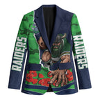Personalized Canberra Raiders ANZAC Tribute Blazer Poppy Field Soldier Silhouette Aboriginal Rugby Mascot
