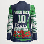 Personalized Canberra Raiders ANZAC Tribute Blazer Poppy Field Soldier Silhouette Aboriginal Rugby Mascot