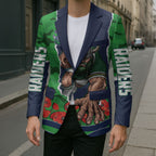 Personalized Canberra Raiders ANZAC Tribute Blazer Poppy Field Soldier Silhouette Aboriginal Rugby Mascot