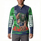 Personalized Canberra Raiders ANZAC Tribute Button Sweatshirt Poppy Field Soldier Silhouette Aboriginal Rugby Mascot
