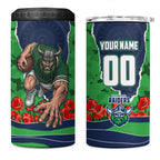 Personalized Canberra Raiders ANZAC Tribute 4 in 1 Can Cooler Tumbler Poppy Field Soldier Silhouette Aboriginal Rugby Mascot
