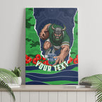 Personalized Canberra Raiders ANZAC Tribute Canvas Wall Art Poppy Field Soldier Silhouette Aboriginal Rugby Mascot