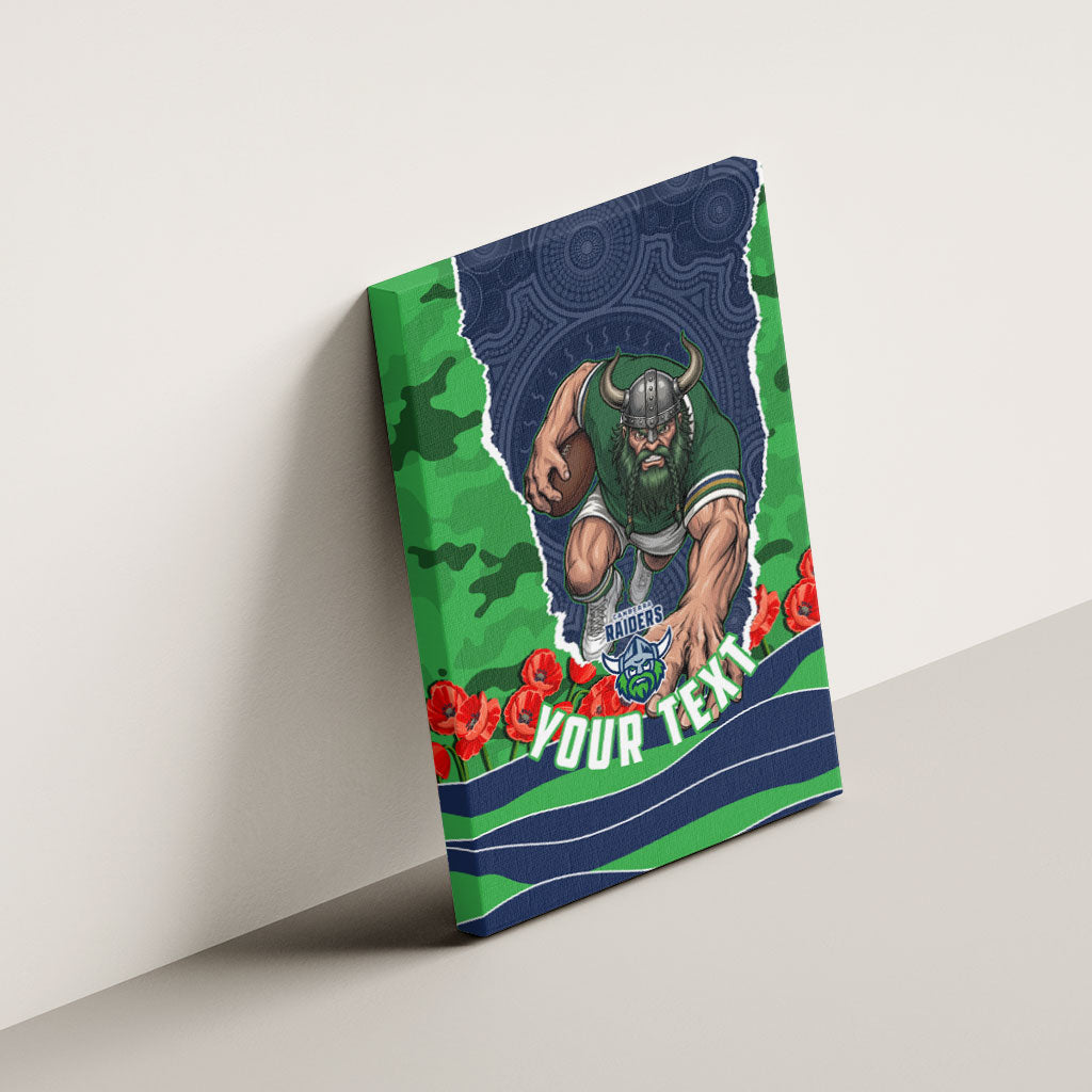 Personalized Canberra Raiders ANZAC Tribute Canvas Wall Art Poppy Field Soldier Silhouette Aboriginal Rugby Mascot