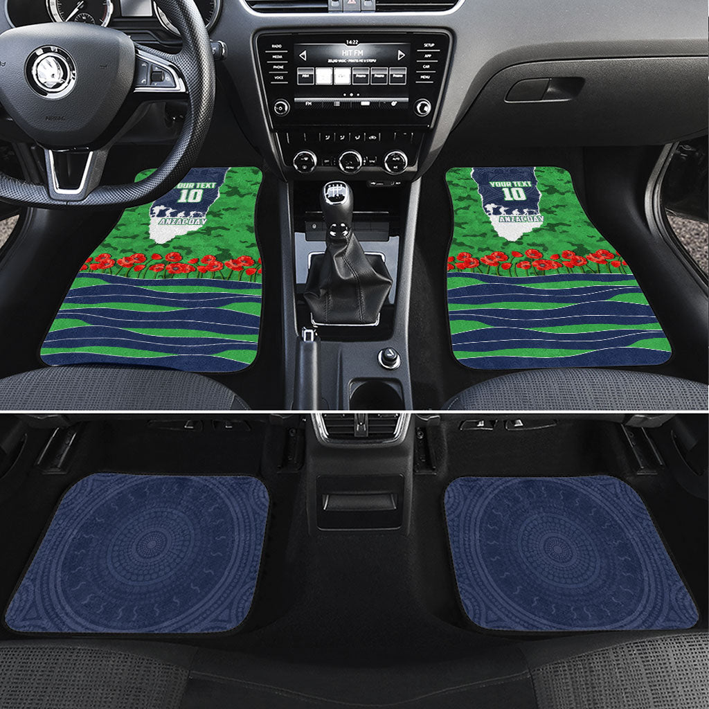 Personalized Canberra Raiders ANZAC Tribute Car Mats Poppy Field Soldier Silhouette Aboriginal Rugby Mascot