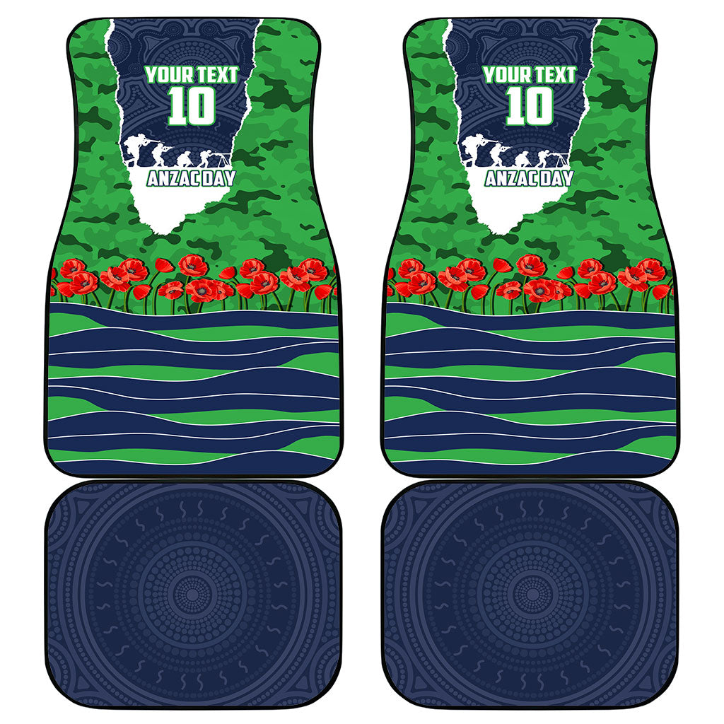 Personalized Canberra Raiders ANZAC Tribute Car Mats Poppy Field Soldier Silhouette Aboriginal Rugby Mascot
