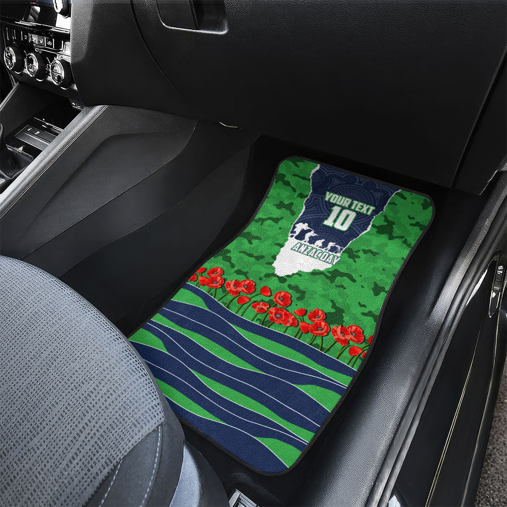 Personalized Canberra Raiders ANZAC Tribute Car Mats Poppy Field Soldier Silhouette Aboriginal Rugby Mascot