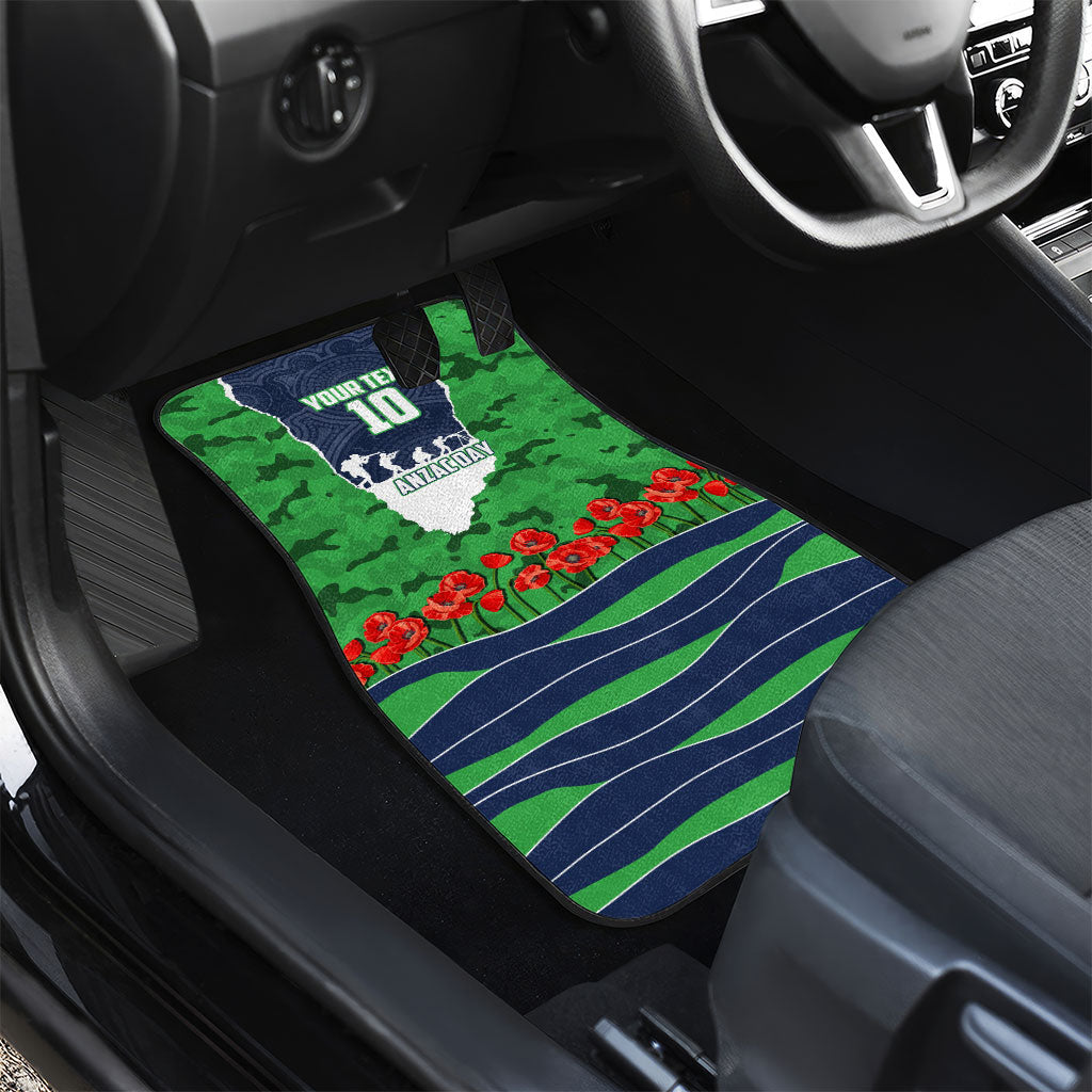 Personalized Canberra Raiders ANZAC Tribute Car Mats Poppy Field Soldier Silhouette Aboriginal Rugby Mascot