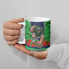 Personalized Canberra Raiders ANZAC Tribute Ceramic Mug Poppy Field Soldier Silhouette Aboriginal Rugby Mascot