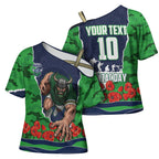 Personalized Canberra Raiders ANZAC Tribute Cross Shoulder Shirt Poppy Field Soldier Silhouette Aboriginal Rugby Mascot