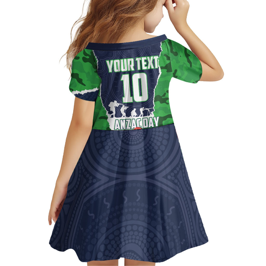 Personalized Canberra Raiders ANZAC Tribute Family Matching Off Shoulder Maxi Dress and Hawaiian Shirt Poppy Field Soldier Silhouette Aboriginal Rugby Mascot