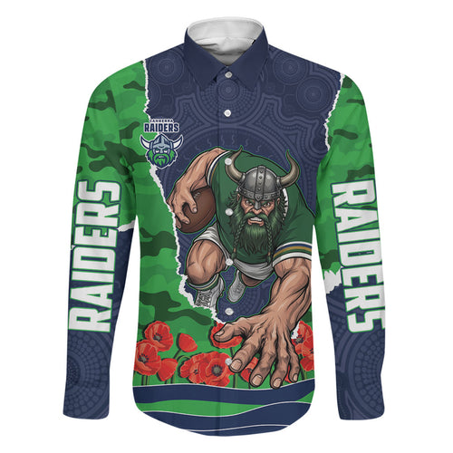 Personalized Canberra Raiders ANZAC Tribute Family Matching Summer Maxi Dress and Hawaiian Shirt Poppy Field Soldier Silhouette Aboriginal Rugby Mascot