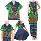Personalized Canberra Raiders ANZAC Tribute Family Matching Tank Maxi Dress and Hawaiian Shirt Poppy Field Soldier Silhouette Aboriginal Rugby Mascot