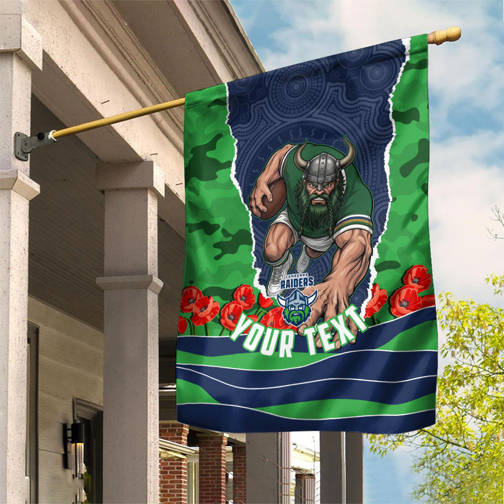 Personalized Canberra Raiders ANZAC Tribute Garden Flag Poppy Field Soldier Silhouette Aboriginal Rugby Mascot
