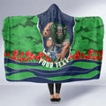 Personalized Canberra Raiders ANZAC Tribute Hooded Blanket Poppy Field Soldier Silhouette Aboriginal Rugby Mascot