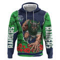 Personalized Canberra Raiders ANZAC Tribute Hoodie Poppy Field Soldier Silhouette Aboriginal Rugby Mascot