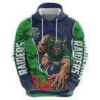 Personalized Canberra Raiders ANZAC Tribute Hoodie Poppy Field Soldier Silhouette Aboriginal Rugby Mascot