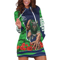 Personalized Canberra Raiders ANZAC Tribute Hoodie Dress Poppy Field Soldier Silhouette Aboriginal Rugby Mascot