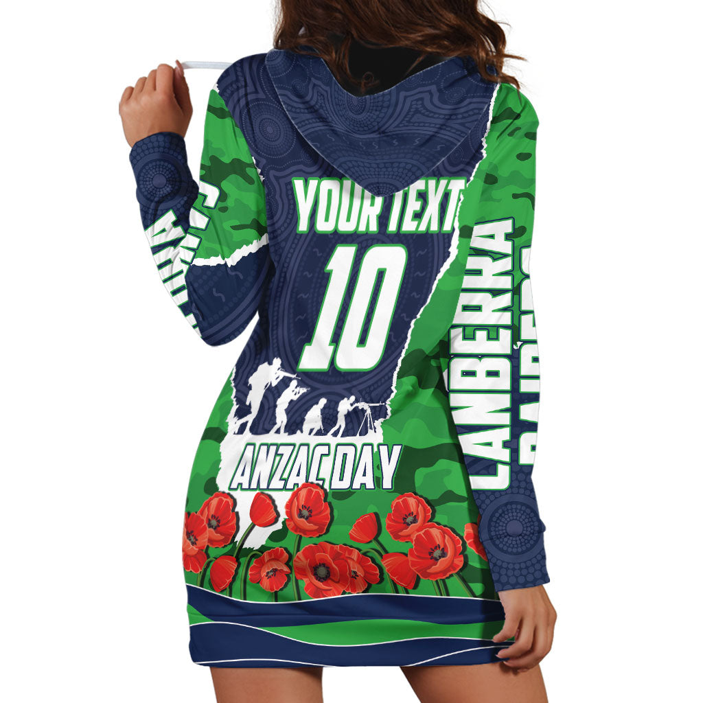 Personalized Canberra Raiders ANZAC Tribute Hoodie Dress Poppy Field Soldier Silhouette Aboriginal Rugby Mascot